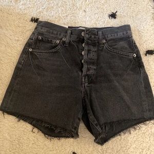 Agolde Parker Long Womens 23 Denim Vintage Cut Off Shorts Chromatic Black Loose.